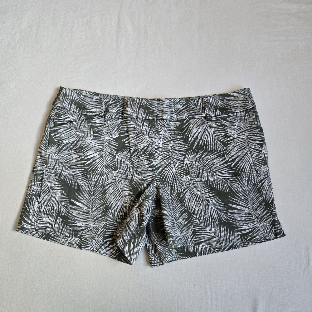 3/$15 White House Black Market Shorts Green Tropical Palm Leaf Print 12